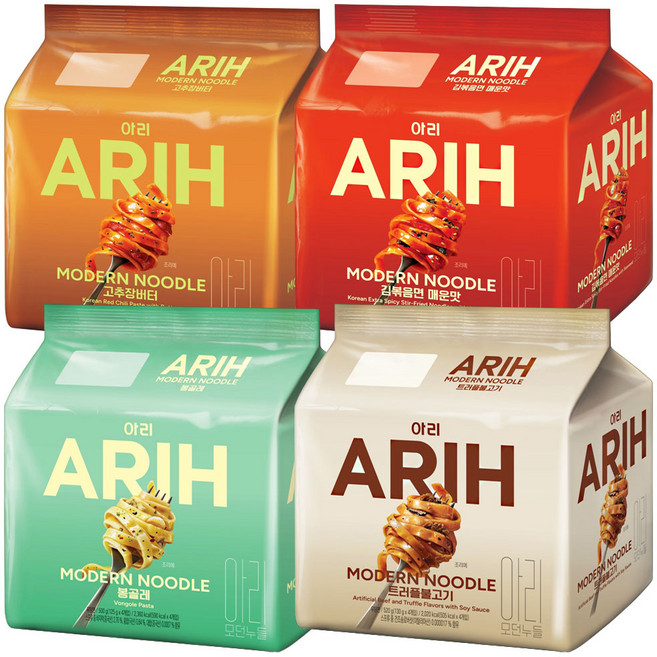 팔도 아리 봉지(고추장버터4+김볶음면매운맛4+봉골레4+트러플불고기4), 1세트