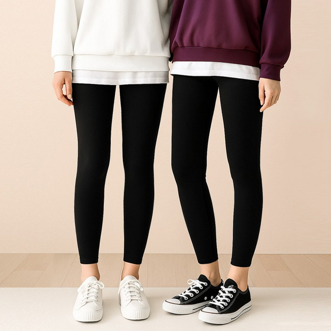 2장 빅사이즈 F~7XL 키별맞춤 면스판 레깅스 데일리 사계절 8/10부 쫄바지 아담 베이직 여성 밴딩 실내복 운동 1+1