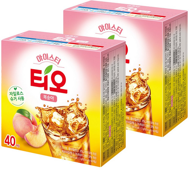 동서티오 아이스티분말 복숭아맛, 13g, 40개입, 2개