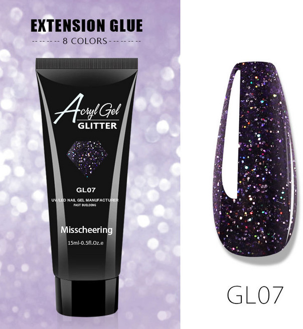 반짝 네일 글리터 폴리젤 15ml 8종 젤네일 폴리젤연장 셀프네일연장 네일팁, GL07 딥퍼플
