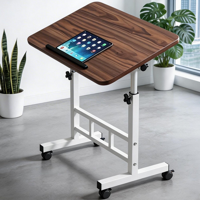 라온프리 각도조절 접이식 이동식 사이드테이블, 월넛