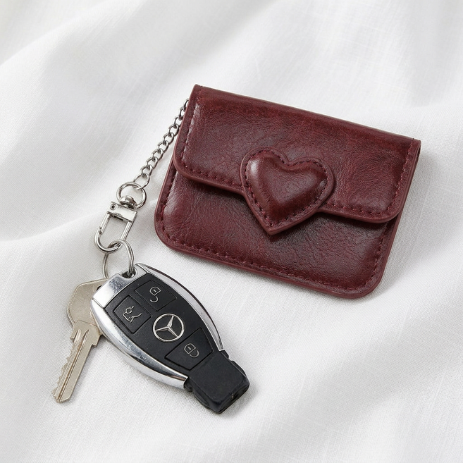 컬러인베리 키체인 미니 하트 카드지갑