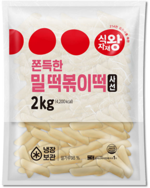식자재왕 쫀득한 사선 밀떡볶이떡, 5개, 2kg