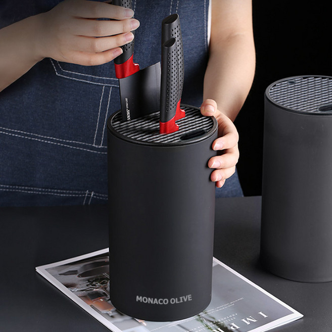 모던 블랙 안심 칼블럭 칼꽂이, 모던 블랙 칼블럭, [모나코올리브]모던 블랙 안심 칼블럭 칼꽂이 (모던 블