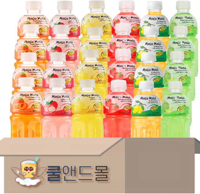 [쿨앤드몰] 모구모구 6종혼합 복숭아4+리치4+파인애플4+딸기4+망고4+멜론4, 24개, 320ml