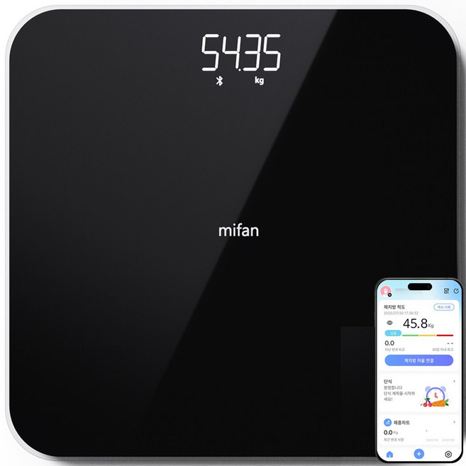 MIFAN 가정용 디지털 LED 인바디 체지방 체중계, 1개, 블랙, FL5049-6
