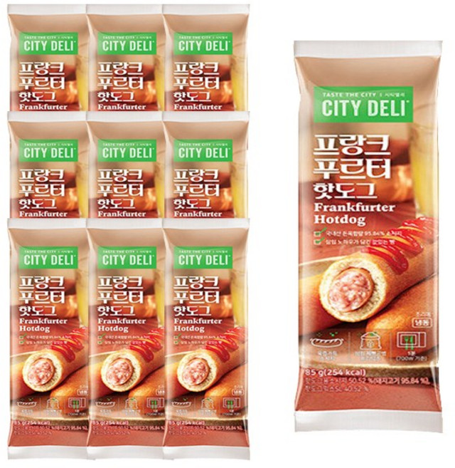 삼립 시티델리 프랑크푸르터 핫도그 85g x 10개 / 간식 소시지 냉동핫도그