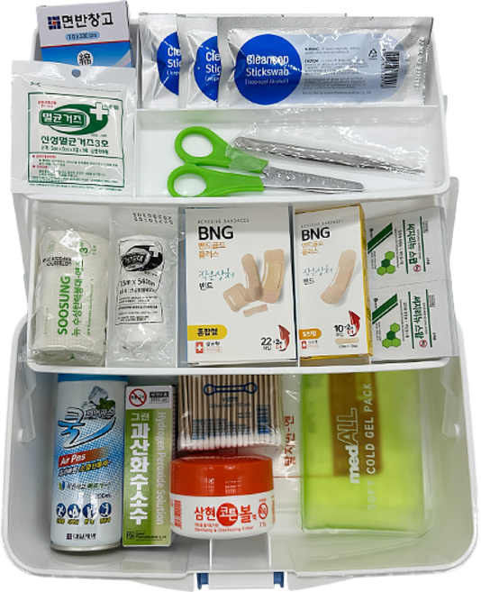 한국산 구급함세트(구급함 대형케이스+ 구급용품 20종), 1개
