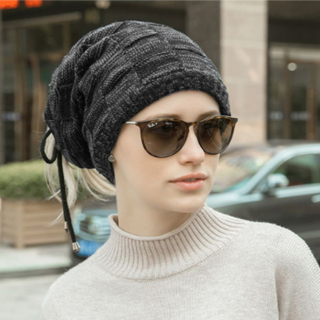 프라임마켓 더블웜 넥워머 겸용 비니 블랙 겨울모자