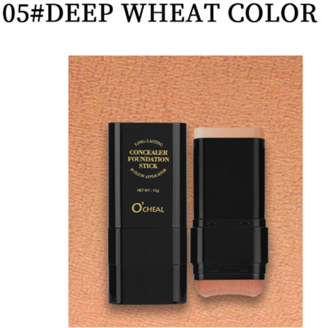 페이스파운데이션 Ocheal 투 인 원 컨실러 파운데이션 스틱 페이셜 매트 방수 브론저 컨투어링 페이스 커버리지 모이스춰 라이징 메이크업 크림, [03] Spong 05 Deep Wheat, [01] 15-20g, [03] Spong 05 Deep Wheat