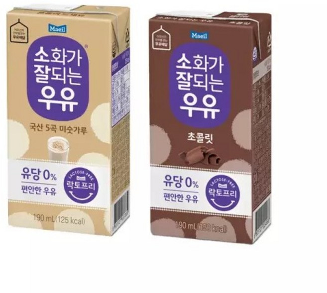 매일 소화가잘되는우유 락토프리(미숫가루12+초콜릿12)무배, 24개, 190ml