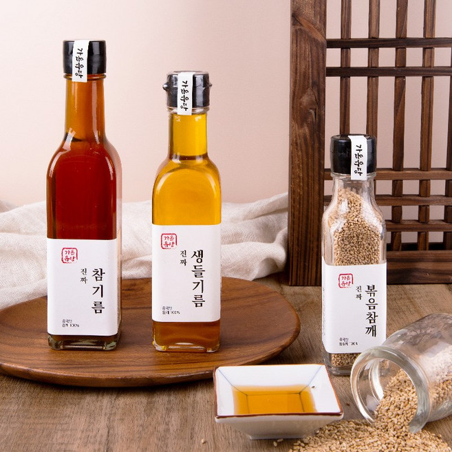 우리동네 방앗간 참기름 선물세트 중국산 참기름200ml+중국산 볶음참깨 100g, [2p]참기름 200ml+생들기름 200ml, 1개
