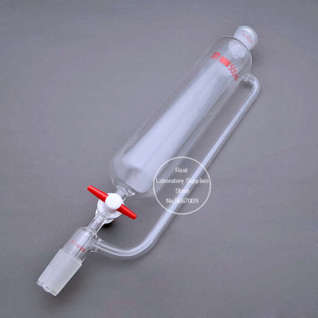 실험용품 실험실 유리 정압 깔때기 표준 마우스 원통형 드립 분리 PTFE 스토퍼 10ml-1000ml, 06 50ml 19x19, 1개