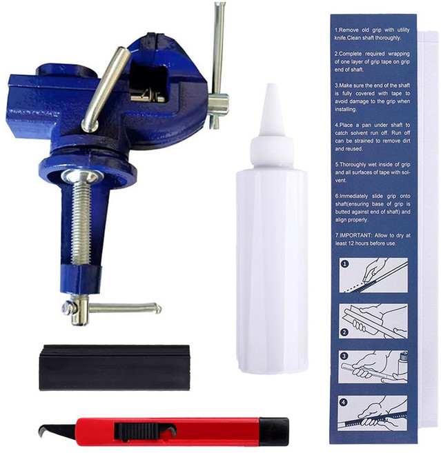 골프 그립 교체용품 5종 세트 바이스 클램프 후크칼 교체액 테이프, 1개