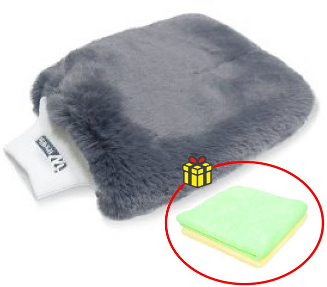 잇츠윈 시그니쳐 X 워시미트 세차 양모 미트 애쉬그레이+타월, 1개