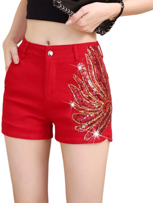 댄스복 반바지 여성용 스팽글 데님 반바지 핫팬츠 스판 와이드 팬츠 뉴타임즈 P930G297