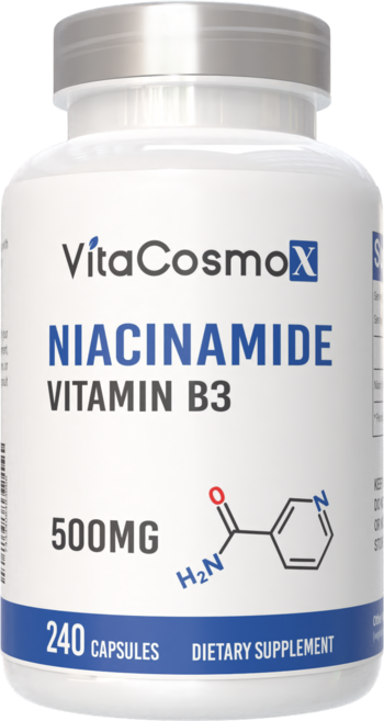 VitaCosmoX 비타코스모엑스 나이아신아마이드 비타민 B3 Niacinamide (Vitamin B3) 500mg 야채캡슐, 1개, 240정