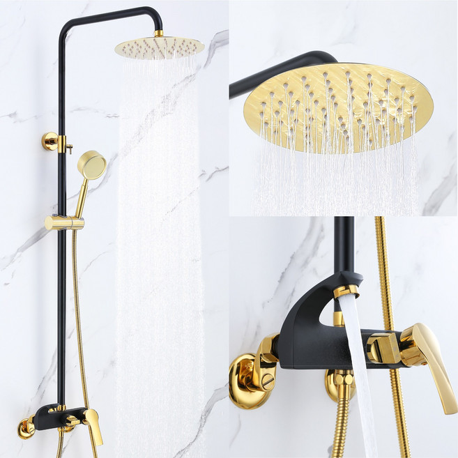 준앤코 BRS 골드 화이트/블랙 해바라기 샤워기 욕실 샤워 수전 레인샤워, BRS02B(블랙), 1개, 블랙