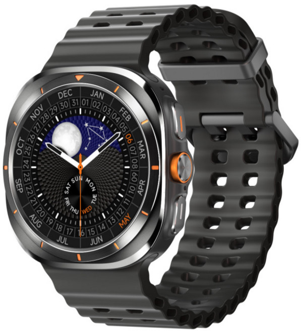 HUADAO HD8 울트라 스마트워치 AI연동 심박수 혈압 혈중산소 수면모니터링 다기능 헬스케어 워치, 검은색/검은색