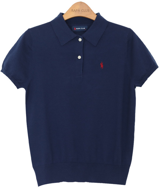 라파클럽 여성 카라티 반팔 여름 니트 스웨터