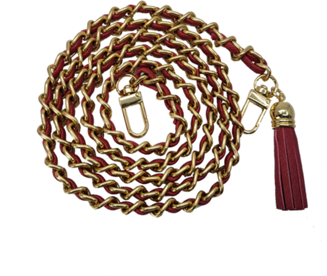 MHM 가죽 체인 롱 스트랩. 숄더스트랩. 핸드백줄 120cm, 레드, 1개