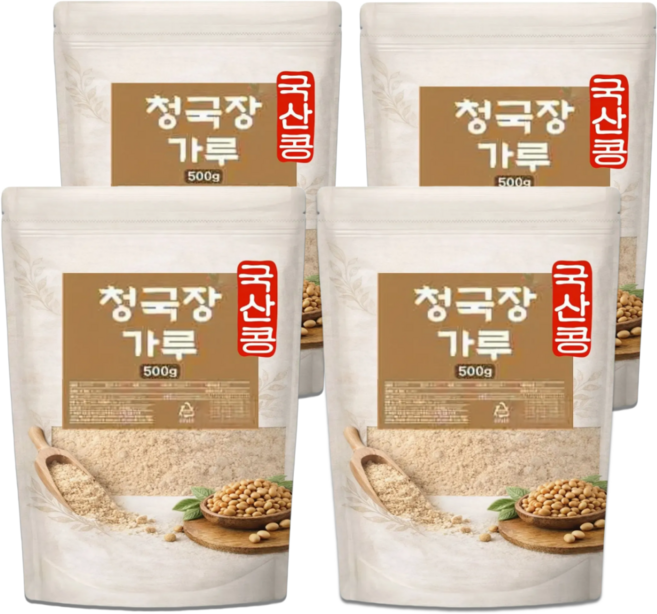 국산콩 청국장가루 100% 냄새안나는 국산 발효 청국장 분말, 4개, 500g