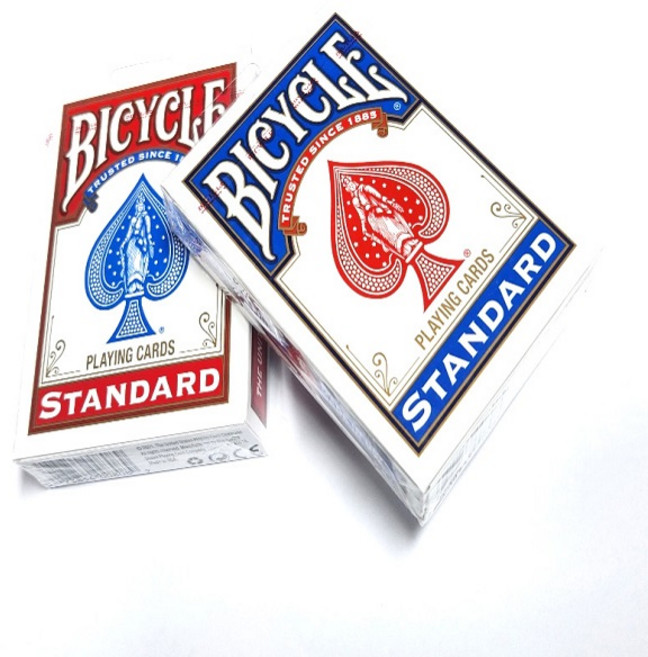 카드마술 정품 바이시클카드 라이더백 레드1덱 블루1덱 PVC플라스틱 투명카드케이스 2개 증정 USPCC 마술카드, 1세트