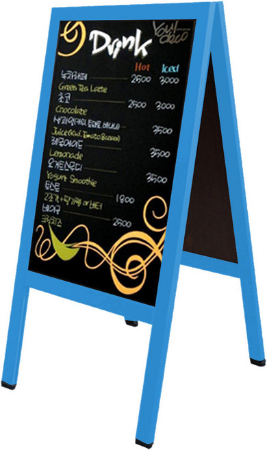 가나칠판 단면 양면 대형이젤 블랙보드, 블루MDF