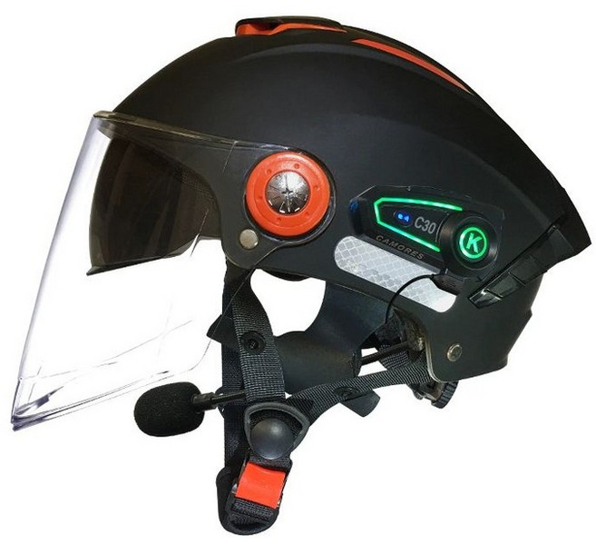 여름용헬멧 블루투스 오픈페이스 스쿠터 배달, 무광블랙+블루투스 C30