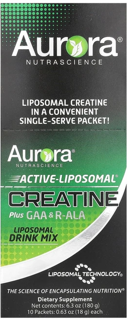 오로라 뉴트라사이언스 Aurora Nutrascience Active-Liposomal® 크레아틴 플러스 GAA 및 R-ALA 10팩 각 18g0.63oz141533원산, 10 개 - 쿠팡