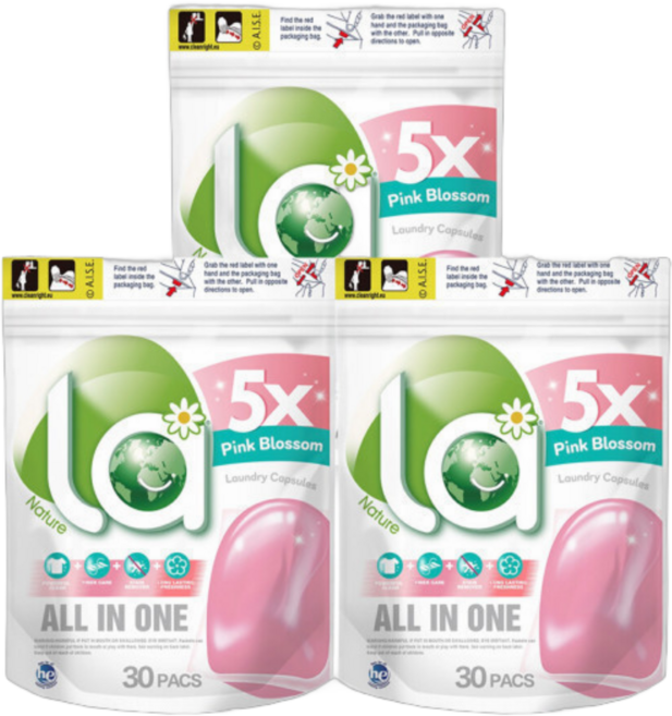 엘에이 올인원 캡슐세탁세제 핑크 30개입 3팩 총 90개입