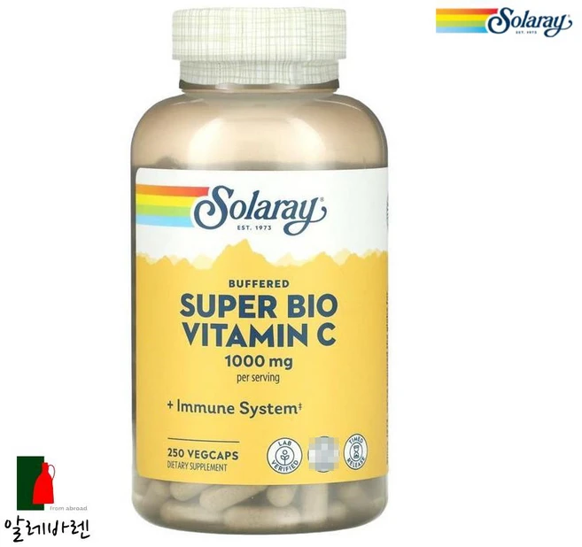 솔라레이 슈퍼 바이오 비타민 C 250정 아스코르 빈산 브산 아세로라 체리 로즈힙 바이오 플라보노이드 루틴 헤스페리딘 감귤 효능 효과, 1개 - 쿠팡