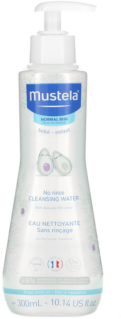 Mustela 베이비 노 린스 클렌징 워터 10.14 fl oz (300 ml) 1팩, 1개, 300ml