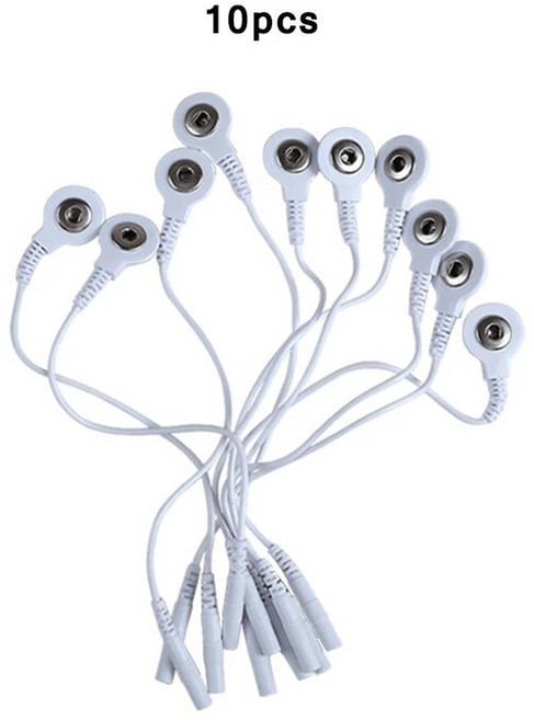 표준 전극 리드 와이어 케이블 전극 와이어 DC 헤드 2mm 스냅 3.5mm 플러그 Tens/Ems 마사지 전극 장갑, 02 10pcs