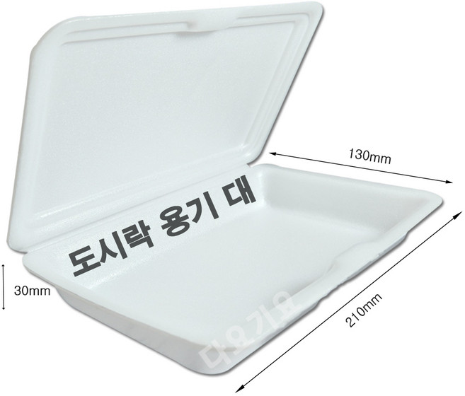 다요기요 일회용 도시락용기 대 psp 사각 트레이 반찬 떡 김밥 만두 스티로폼 포장, 흰색, 100개