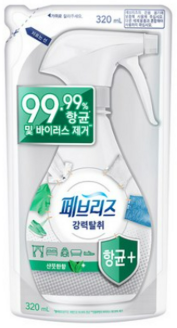 페브리즈 섬유탈취제 맨 쿨아쿠아향 리필, 320ml, 10개