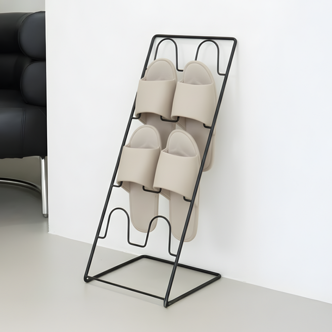 스틸 접이식 4단 실내화 슬리퍼 거치대 정리대, 1개, 블랙