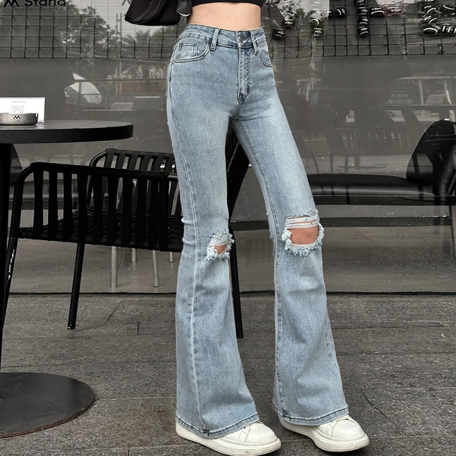 대박난박양 디스트로이드 스판 부츠컷 청바지