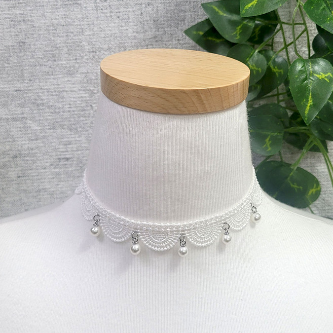 카라걸스 레이스 진주 초커 목걸이 패션 목걸이 CH451