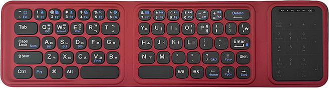 UB 폴더블 블루투스 키보드 접이식 듀얼 터치 트랙패드, UB-BK3, 색상_레드