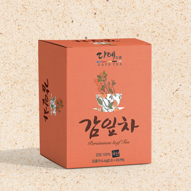 [본사직영] 다예 감잎차 100%국산원료 8티백 사각 티백차, 800mg, 8개입, 30개