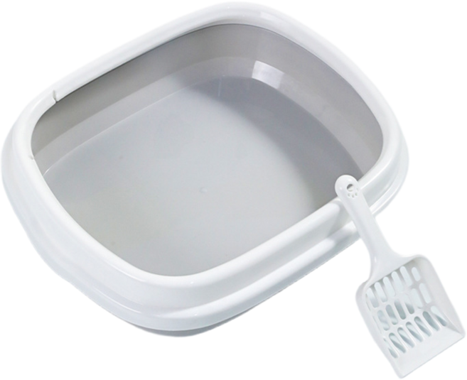 반려동물 고양이 화장실 소형 베이직 고양이 화장실 + 모래삽 세트, 회색, 1