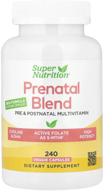 Super Nutrition 임신부용 종합비타민 슈퍼 녹색 채소 향신료 복합체 비타민C 콜린 엽산 함유 베지 캡슐 240정 Nutrition (슈퍼 뉴트리션), 1개 - 쿠팡