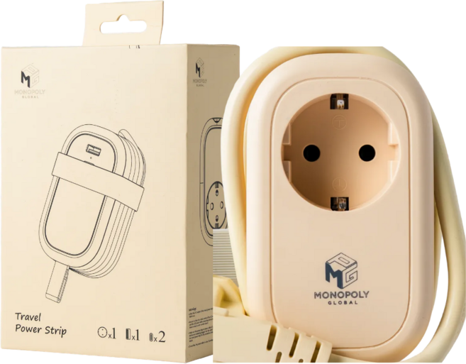 고용량 멀티탭 4000W 16A USB C타입 PD 30W 휴대용 큐브형 MPG ART03, 1개, 아이스 옐로우, 1m