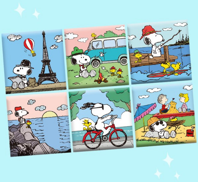 DIY 스누피 피너츠 TRAVEL 보석십자수 세트 25x25 큐빅 페인팅, 스누피스쿨버스, 1개