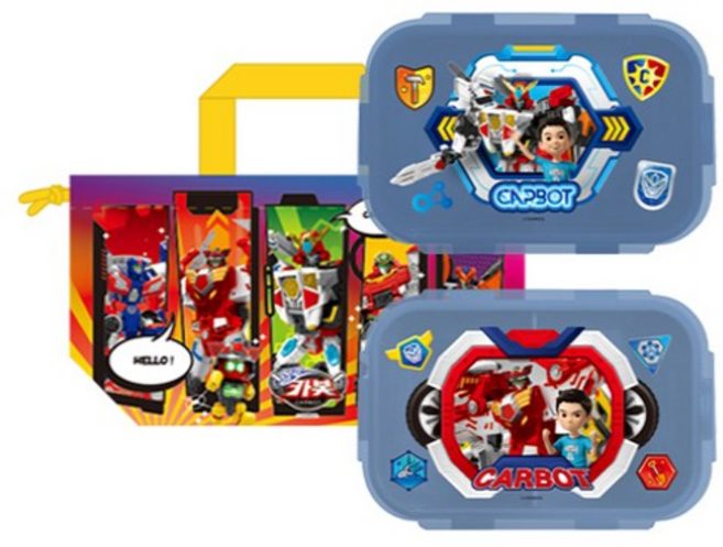 르번 헬로카봇 피크닉 2단 도시락 가방 세트, 혼합색상, 1개