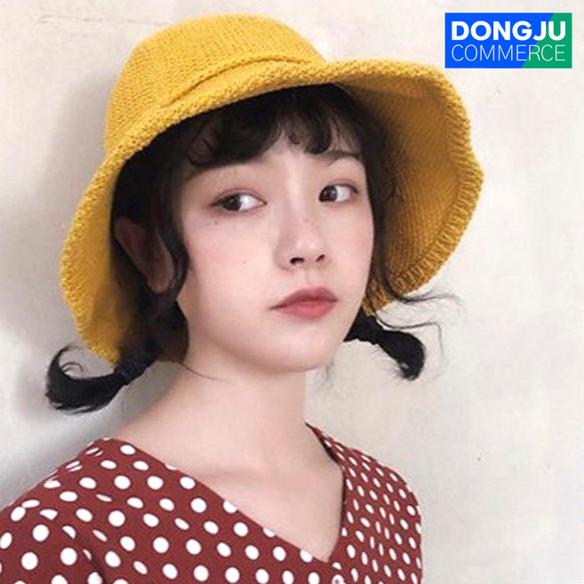 니트리본 버킷햇 왕골모자 여름모자 벙거지