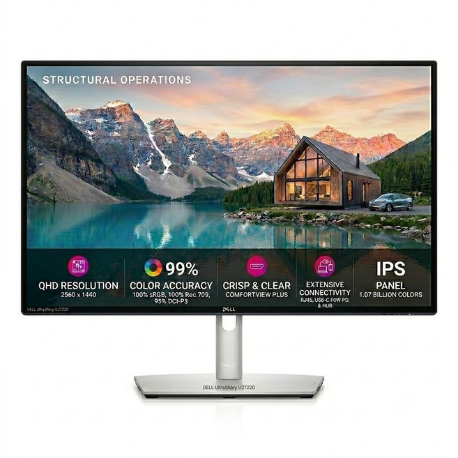 델 QHD 울트라샤프 27인치 피벗 모니터 IPS U2722D 사무용 전문가용 컴퓨터모니터 중고, U2722D(중고), 68.5cm