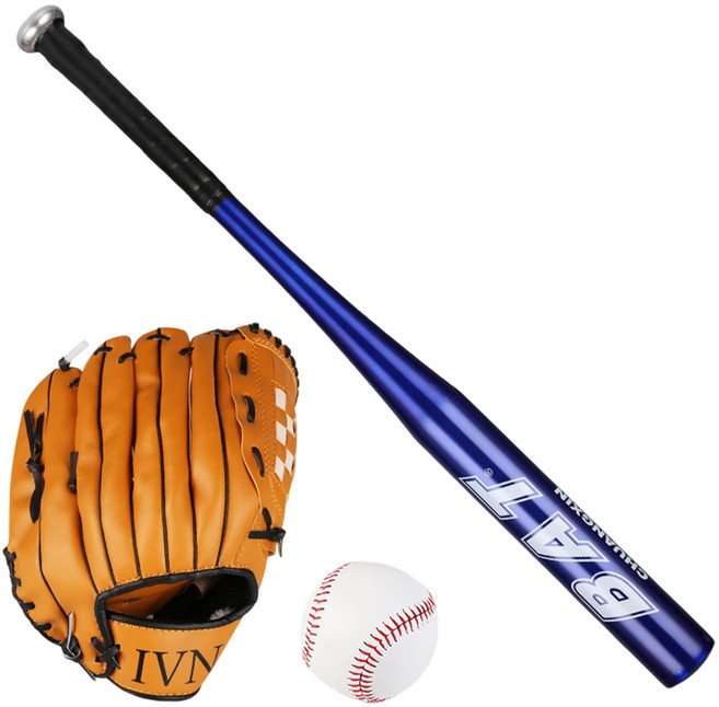 수납백 포함 가정용 알루미늄 야구배트 4종 풀세트 25-30인치 초경량 연습용 세트, 1세트, 파란색