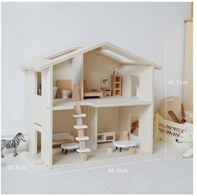 인형집 원목 큰 오두막 공주 놀이 세트 럭셔리 빌라 소녀 생일선물 성탄절, 작은크림하우스, 1개